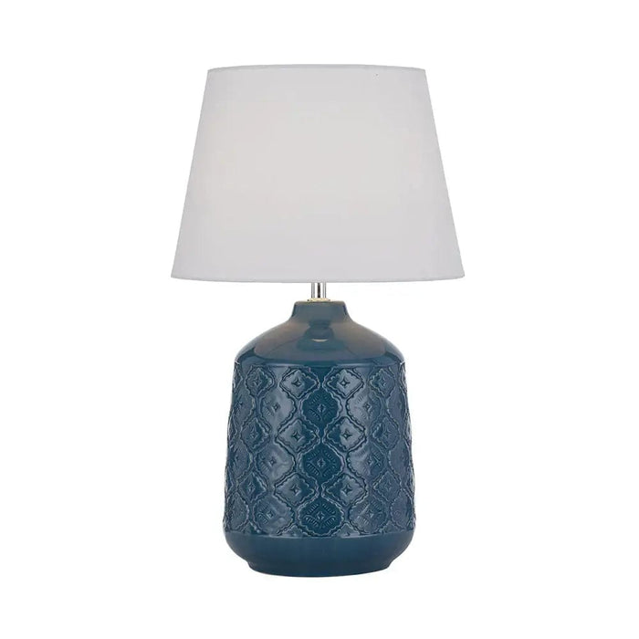 BACI: Ceramic Table Lamp with Fabric Shade (Avail in Blue, Butterscotch & Grey)
