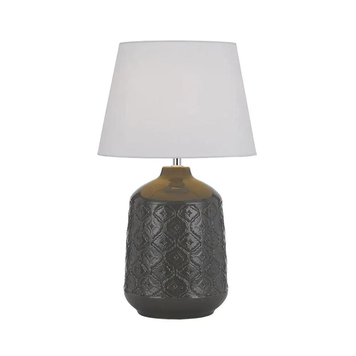 BACI: Ceramic Table Lamp with Fabric Shade (Avail in Blue, Butterscotch & Grey)