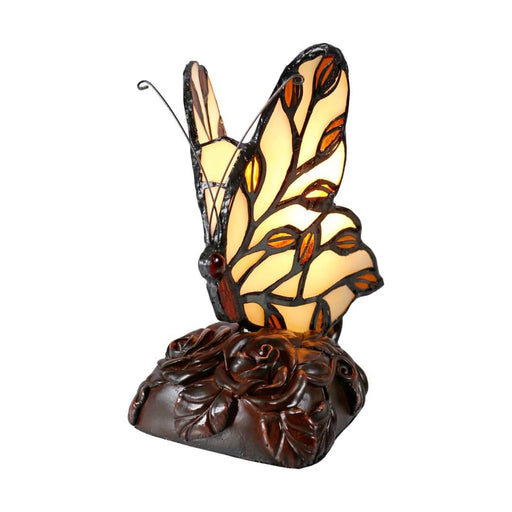 G&G Bros Beige Butterfly Leadlight Table Lamp