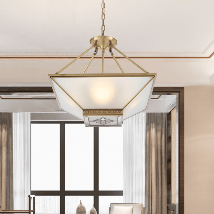 BRACCI: Artisan Brass Close to Ceiling Pendant Light