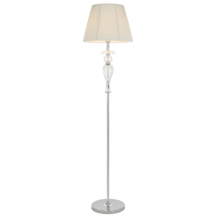 CADIZ: Floor Lamp with Pleated Fabric Shade (Available in Antique Gold & Chrome)