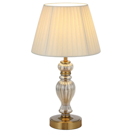Telbix CADIZ: Table Lamp with Pleated Fabric Shade (Available in Antique Gold & Chrome)