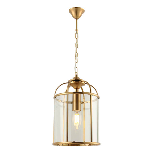 Cougar CLOVELLY: Traditional Cage Gold Finish Pendant with Clear Glass Shade (Available in 1 Light, 3 Light & 6 Light)