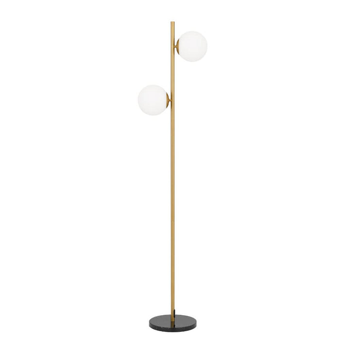 FIGARO: 2 Lights Floor Lamp with Marble Base and Glass Shade (Avail in Black & Antique Gold)