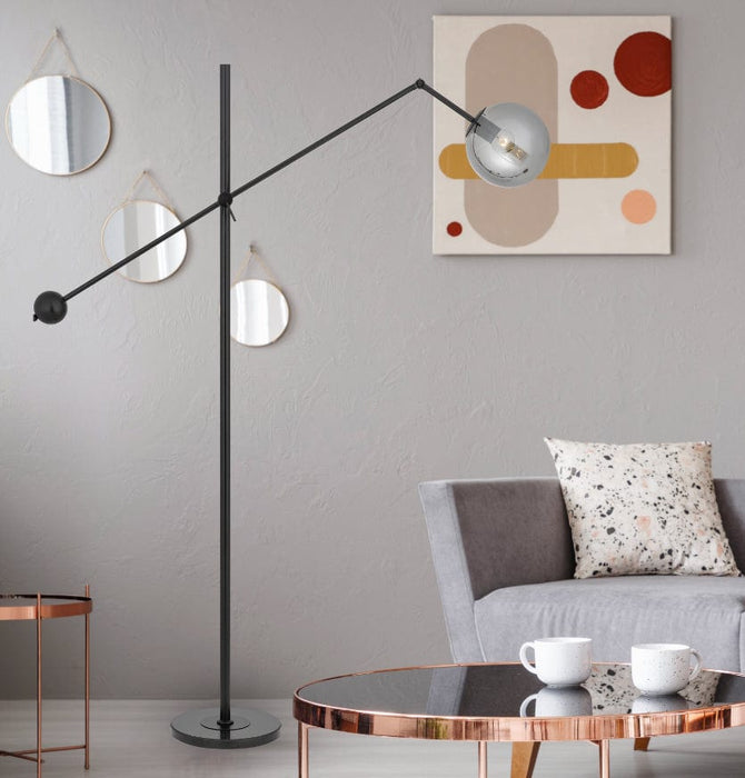 KEMI Floor Lamp with Marble Base and Glass Shade (avail in Black and Gold)