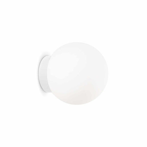 Ideal Lux MAPA BIANCO: 15cm Round White Indoor Wall Light with Glass Diffuser
