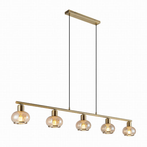 Telbix MARBELL: 5 Light Glass Pendant (Available in Antique Brass and Black)