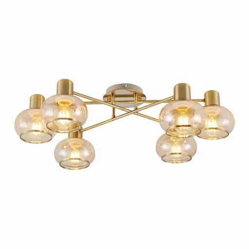 Telbix MARBELL: 6 & 8 Light Close to Ceiling Glass Pendant (Available in Antique Brass and Black)