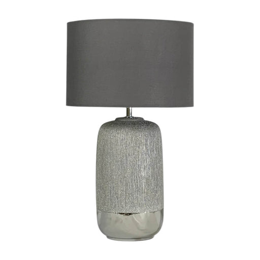Telbix MISTY: Grey Ceramic Table Lamp with Cotton Shade