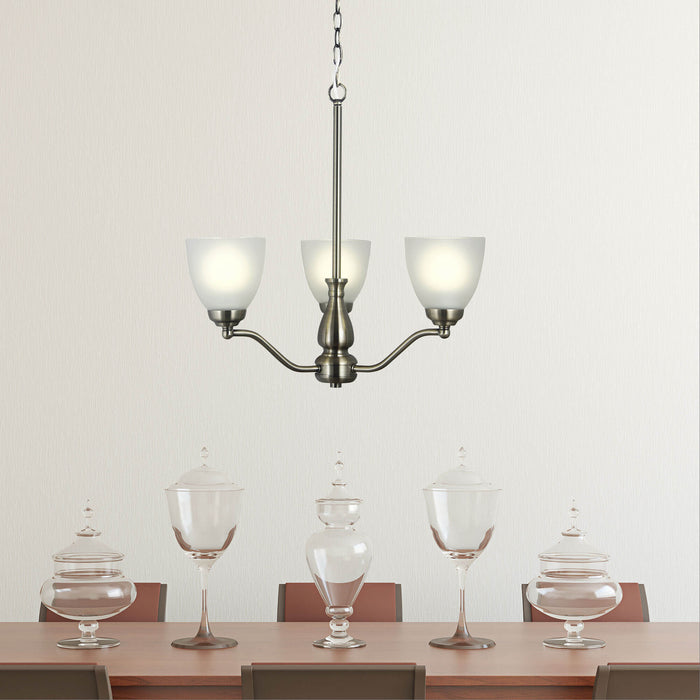 ROCHESTER: 3 Light Traditional Glass Pendant (Avail in Black & Antique Brass)