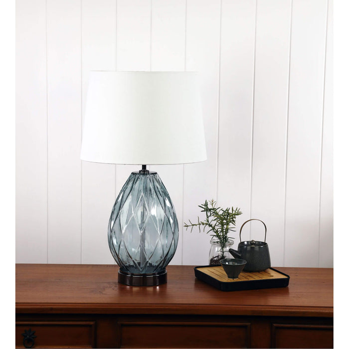 VENICE Glass Complete Table Lamp with White Shade