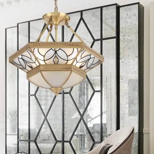 ORISTA: Brass Pendant Light with Frosted Glass Diffuser