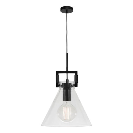 Cougar PIERRE: 1 Light Pendant with Clear Glass Shade (Available in Black & Gold Finish)