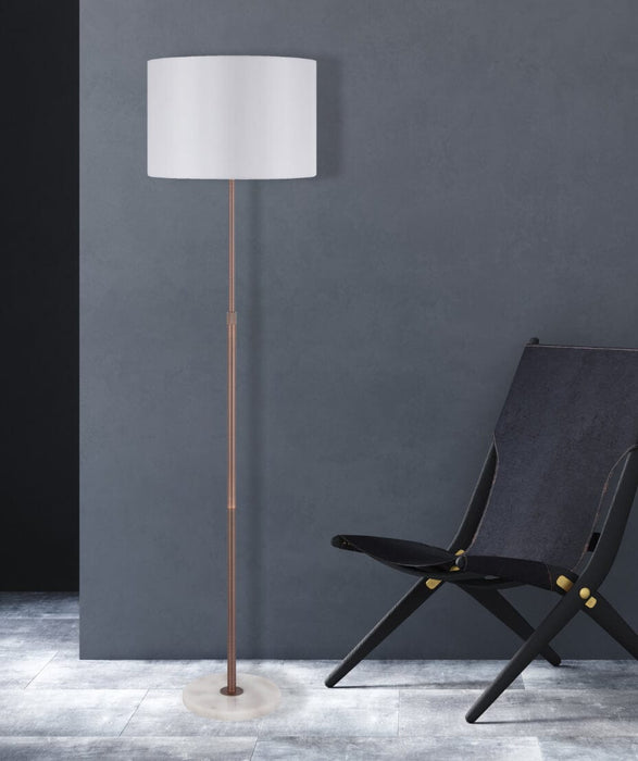 PLACIN Adjustable Floor Lamp with Marble Base and Fabric Shade (avail in Antique Gold and Bronze)