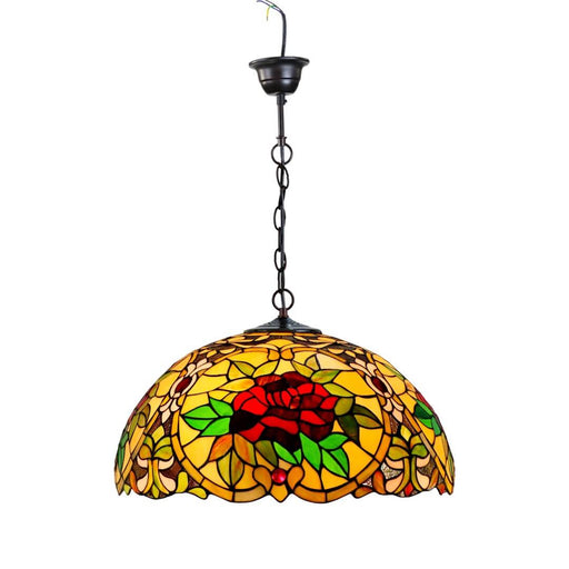 G&G Bros Red Camellia Hanging Leadlight Pendant Lamp