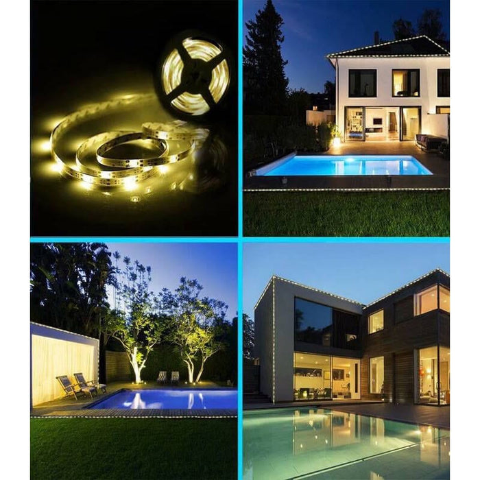 Waterproof Solar LED Strip Light with 5 Lighting Modes and 3 Meters Long Self-Adhesive Strip