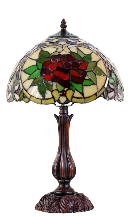 Red Camellia Leadlight Table Lamp (Avail in 2 sizes)