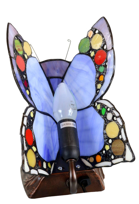 Blue Spotted Butterfly Leadlight Table Lamp