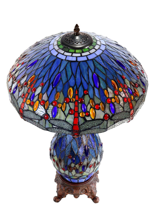 DRAGONIA: Glass Leadlight Table Lamp (Avail in Blue & Green)