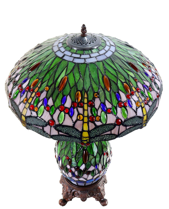DRAGONIA: Glass Leadlight Table Lamp (Avail in Blue & Green)