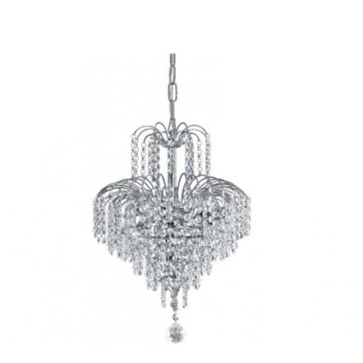 CASCADE - Stunning Small Chrome 4 Light Chandelier With Crystal Glass Droplets - 330mm Telbix