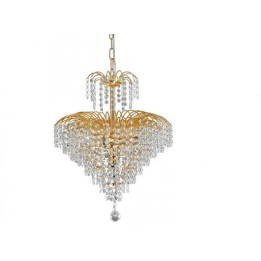 CASCADE - Stunning Medium Gold 5 Light Chandelier With Crystal Glass Droplets - 440mm Telbix