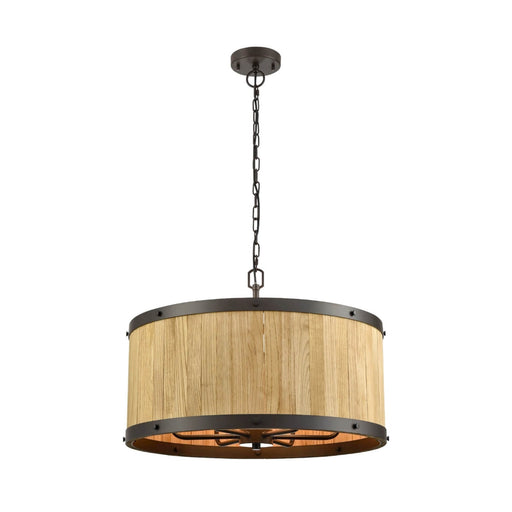CLA BARRIQUE: Interior Drum Wood Pendant Lights (avail in Oak Wood with Satin Brass Trim & Natural Wood with Oil Rubbed Bronze Trim)