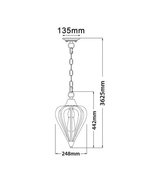 SENORITA - Small Modern Winter Moss 1 Light Pendant On Chain Suspension