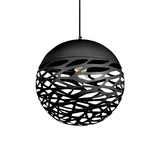 FARINA - Large Black Ball Light Pendant With Black Suspension - 400mm-telbix FARINA PEB40-BK
