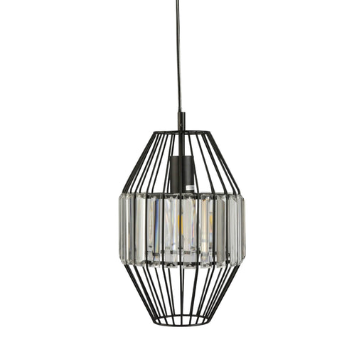 Fiorentino SPALE - Modern Black Metal Frame 1 Light Pendant Featuring Crystal Drops