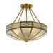 JAMES - Stunning Antique Brass 4 Light Close To Ceiling Fixture With Frosted Glasses Telbix