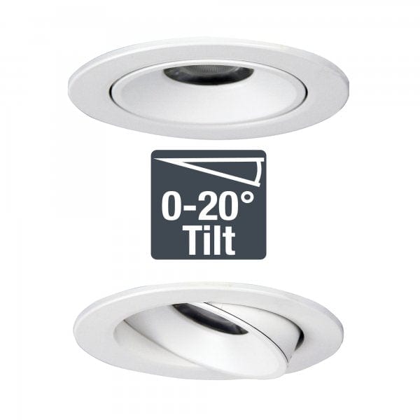 TITAN 30 Deg Beam White 8W Dimmable LED CCT Gimble (Tilt) Downlight - 90mm Cut Out Oriel