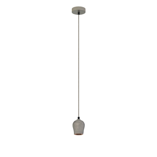 Oriel CHUNK - Small Raw Concrete Finish 1 Light Pendant On Grey Cloth Cord Suspension