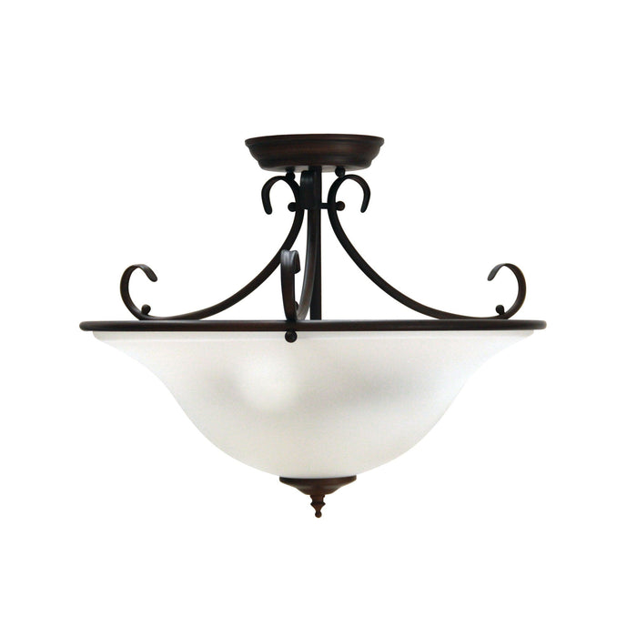 Oriel GASTON - Traditional Brown 3 Light Semi Flush Pendant With Frosted Glass OL65733BZ