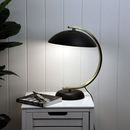 DECO Black and Antique Brass 1 x E14 Desk/Table Lamp Oriel