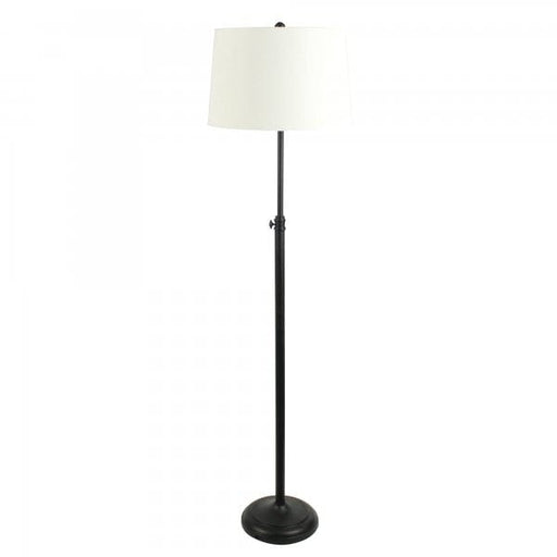 WINDSOR Black Adjustable 1 x E27 Floor Lamp with Ivory Linen Shade Oriel