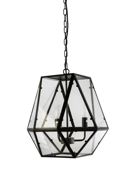 PAULINE - Traditional Black Frame 3 Light Pendant With Clear Glass-Florentino PAULINE-3L Black
