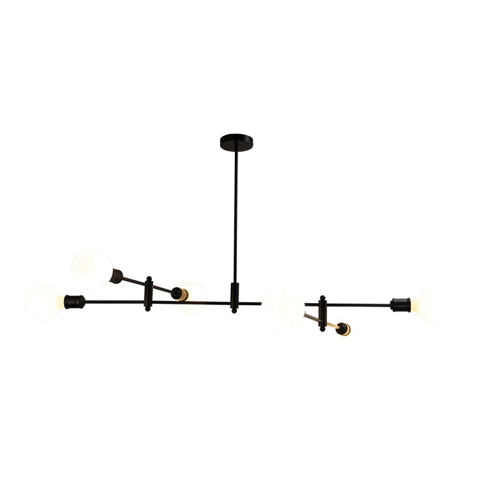 EPPING - Large Black Adjustable 6 Light Pendant Featuring Bare Lamp Holders