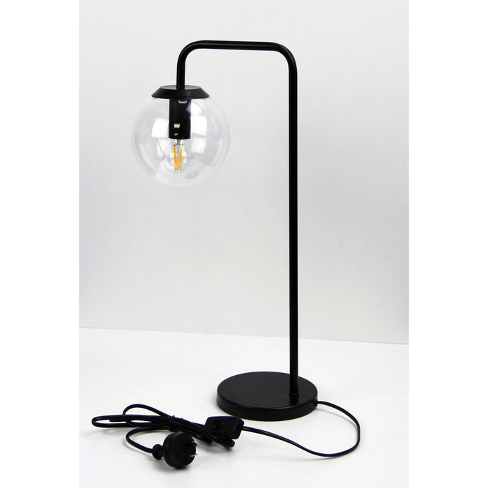 NEWTON - Modern Matt Black Table Lamp Featuring Clear Spherical Glass