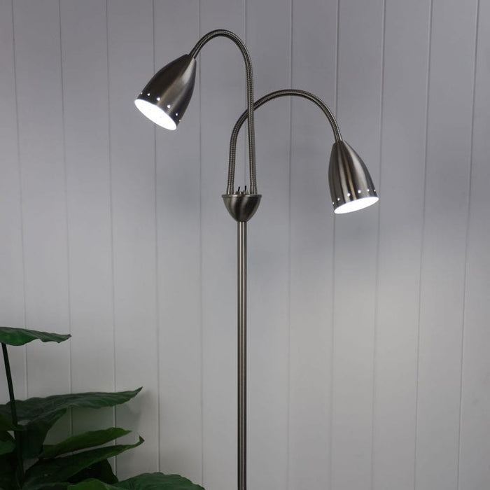 STAN Mid-Century Styled Twin Floor Lamp (avail in Antique Brass & Brushed Chrome)
