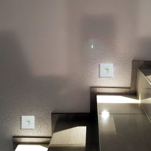 SNAP - White Square 3W LED Recessed Stair Light - 4000K-telbix SNAP SQ-WH  light on