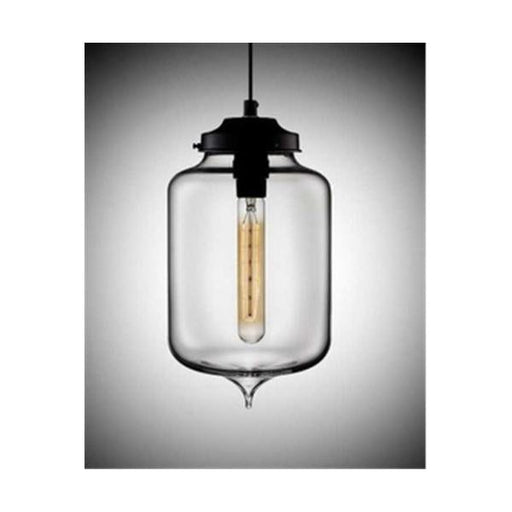 ANTON - Elegant 1 Light Clear Glass Pendant With Black Suspension (Globe Included) Florentino