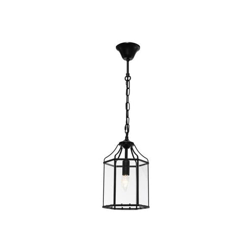 ARCADIA BLACK Traditional 1 Light Pendant with Clear Bevelled Glass - ARCA1PBLK Cougar