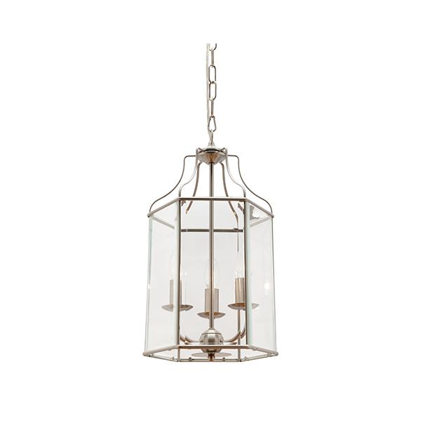 ARCADIA - Traditional 3 Light Clear Bevelled Glass Pendant Cougar