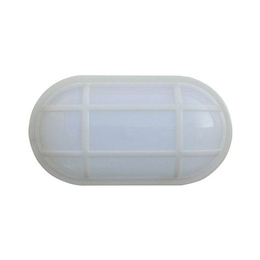 BULK Large White Oval 20W Warm White LED Exterior Wall/Ceiling Light With Optional Cage Inlcuded - IP65 CLA