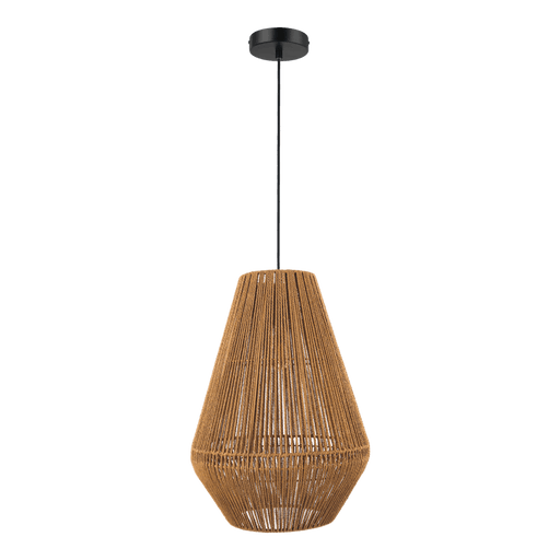 Domus CARTER: Modern Pendant Light with Black Metalware and Paper Rope Shade (avail in 3 Sizes, Black & Natural Color)