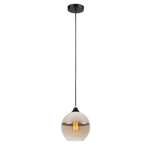 CASA Modern Pendant With White Top & Amber Glass CLA