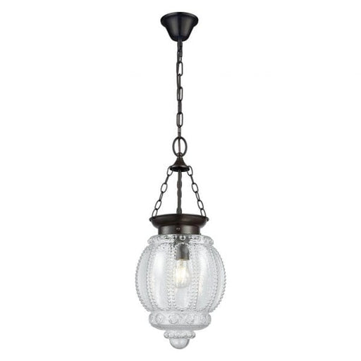 CHELSEA - Contemporary Clear Glass 1 Light Pendant Featuring Black Metalware Domus
