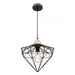 GLINT - Stylish Black Metal Caged 1 Light Pendant Featuring Timber Highlights Cougar