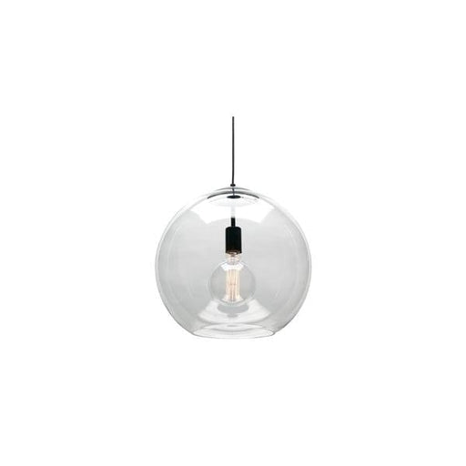 ORPHEUS - Large Clear Glass 1 Light Pendant With Black Cloth Cord Suspension Cougar